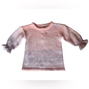 Miniclasix Knit Ombre Pink Pastel Ruffle Sleeve Pullover Sweater Size 3 Mos.
